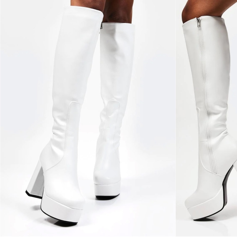 White Knee High Platform La Moda Boot